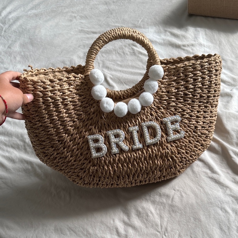 Bride Tan Woven Tote Bag